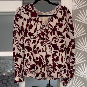Lewit Red SILK Floral Blouse